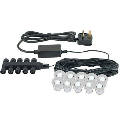 Ip67 Decking Plinth Light Kit 10X 0.45W Daylight White Round Lamps Outdoor Rated from B&Q