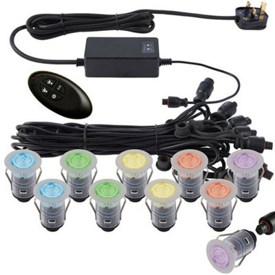 Ip67 Decking Plinth Light Kit 10X 25mm Rgb Colour Changing Lamps Outdoor Rated from B&Q