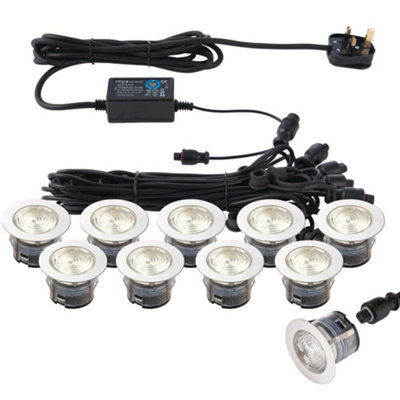 B&Q Ip67 Decking Plinth Kit 10X 45Mm Colour Changing Lamps Outdoor Rated Light/White