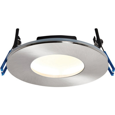 Satin Nickel Recessed Bathroom Downlight9W Warm White Led Slim Ceiling Light from B&Q