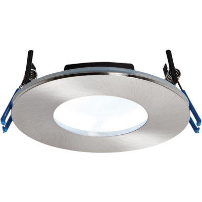 Satin Nickel Recessed Bathroom Downlight9W Cool White Led Slim Ceiling Light from B&Q