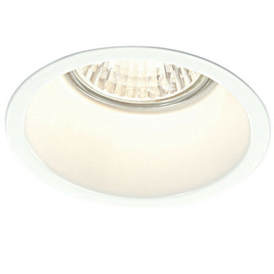  - Fixed Round Recess Ceiling Down Light Gloss White Sunken Flush Gu10 Lamp Holder