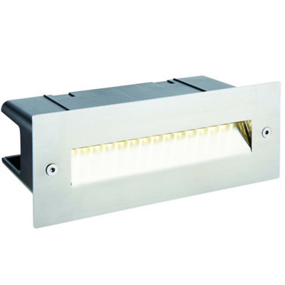  - Ip44 Led Full Brick Light Stainless Steel & Angled Down Guide 2W Cool White