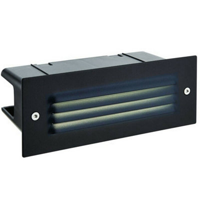  - Ip44 Led Full Brick Light Textured Black & Louvre Slotted Grill 3.5W Cool White