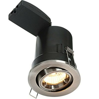  - Fire Rated Gu10 Lamp Ceiling Down Light Nickel Push Fit Fast Fix Adjustable Tilt