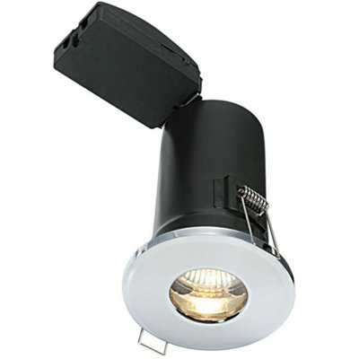  - Ip65 Bathroom Fire Rated Gu10 Lamp Ceiling Down Light Chrome Push Fit Fast Fix