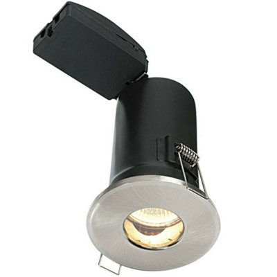  - Ip65 Bathroom Fire Rated Gu10 Lamp Ceiling Down Light Nickel Push Fit Fast Fix