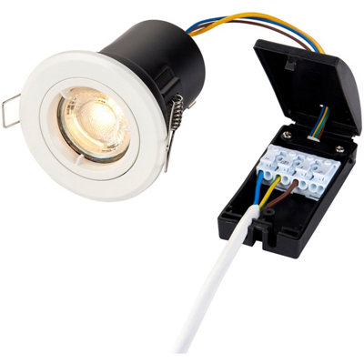 B&Q Recessed Fixed Ceiling Downlight - 50W Gu10 Reflector - Fire Rated - Matt White