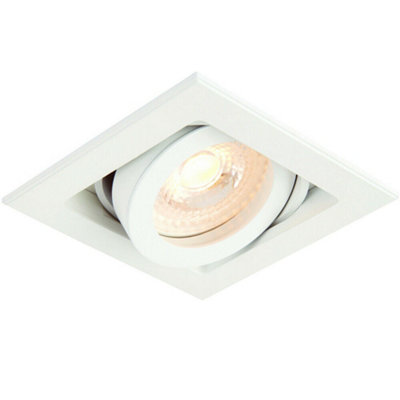  - Single Square Adjustable Head Ceiling Spotlight White Gu10 50W Box Downlight