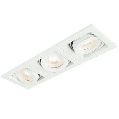  - Triple Square Adjustable Head Ceiling Spotlight White Gu10 50W Box Downlight