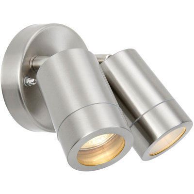 B&Q Twin Adjustable Spot - 2 X 7W Led Gu10 - Marine Grade Stainless Steel Light