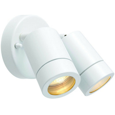 Ip44 Outdoor Adjustable Spotlight Matt White Twin Gu10 Dimmable Up Down Light from B&Q