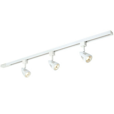  - 1M Adjustable Ceiling Track Spotlight Kit Gloss White 3X Gu10 Downlight Rail