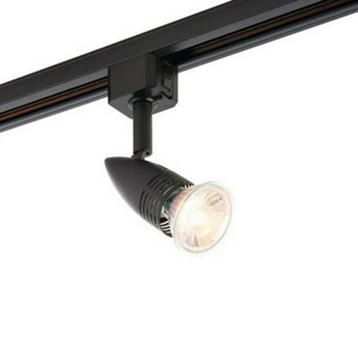  - Adjustable Ceiling Track Spotlight Matt Black Single 7W Max Gu10 Lamp Downlight