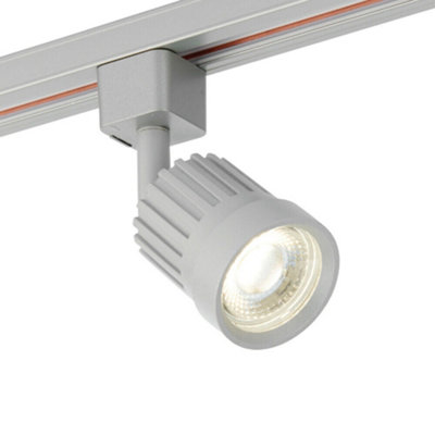B&Q Adjustable Ceiling Track Spotlight Round 10W Cool Led Downlight Silver/White