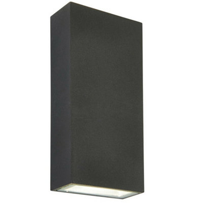  - Ip44 Outdoor Up & Down Wall Light Dark Anthracite Grey 5W Cool White Led Accent
