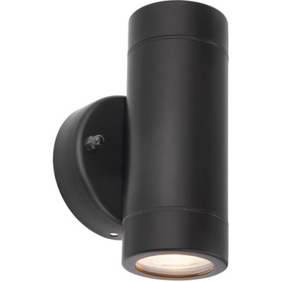 Up & Down Twin Outdoor Ip44 Wall Light2 X 7W Gu10 LedMatt Black & Glass from B&Q
