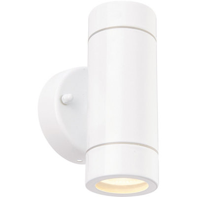 Up & Down Twin Outdoor Ip44 Wall Light2 X 7W Gu10 LedGloss White & Glass from B&Q