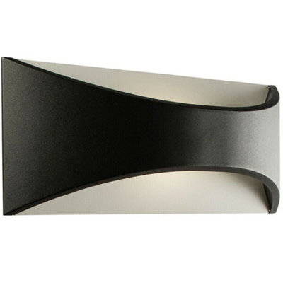 Ip65 Outdoor Modern Curved Wall Light Black Texture Aluminium 12W Warm White Led from B&Q