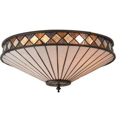 Dark Bronze Flush Ceiling LightDiamoned Shaped Detailing2 X 60W E27 Gls from B&Q