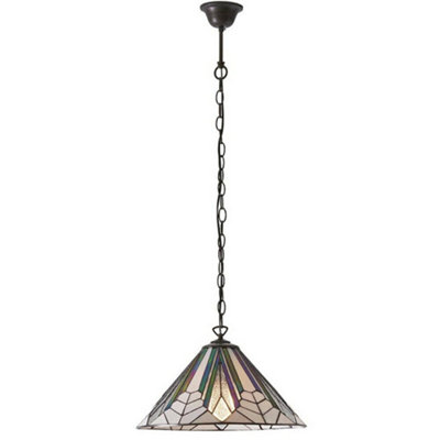 Tiffany Glass Hanging Ceiling Pendant Light Bronze Chain Deco Lamp Shade I00076 from B&Q