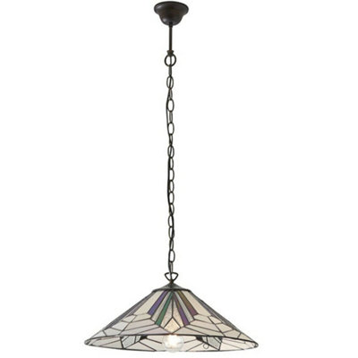 Tiffany Glass Hanging Ceiling Pendant Light Bronze Chain Deco Lamp Shade I00077 from B&Q