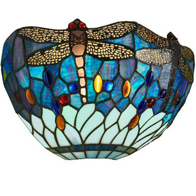  - Tiffany Glass Led Wall LightDragonfly DesignMatt Black FinishDimmable