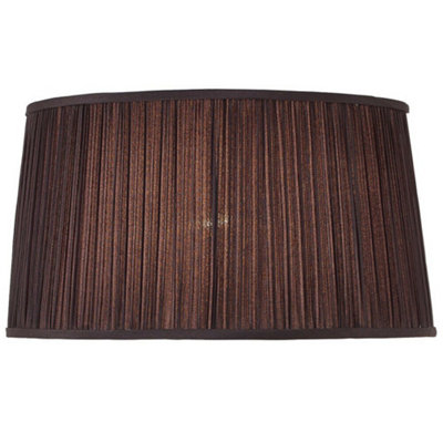  - 17" Luxury Oval Straight Sided Lamp Shade Black Pleated Organza Modern Elegant