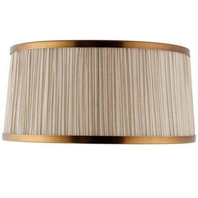 13" Luxury Round Tapered Lamp Shade Beige Pleated Organza Fabric & Antique Brass from B&Q