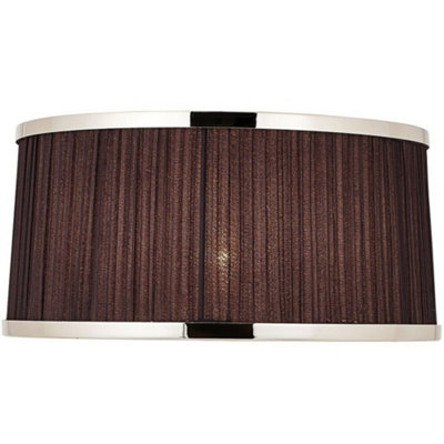 13" Luxury Round Tapered Lamp Shade Black Pleated Organza Fabric & Antique Brass from B&Q