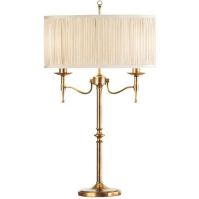 Avery Luxury Twin Table Lamp Antique Brass & Beige Shade Traditional Bulb Holder from B&Q