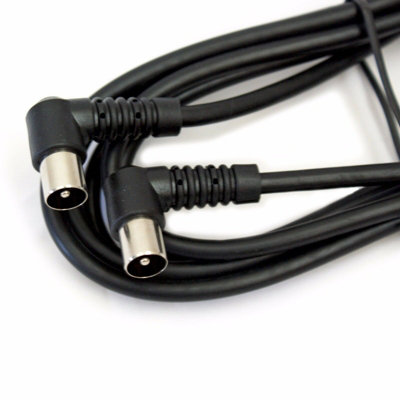  - 2 Pack 2M Right Angle Aerial Lead Plug To Male Coaxial Cable 90 Degree Angle