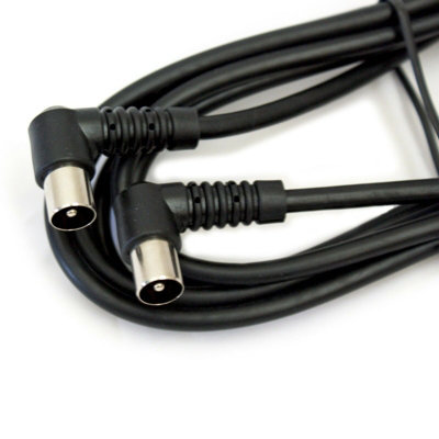  - 2 Pack 4M Right Angle Aerial Lead Plug To Male Coaxial Cable 90 Degree Angle