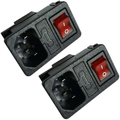  - 2X Iec C14 Switched Power Socket 10A Snap On Panel Chassis Mount Connector