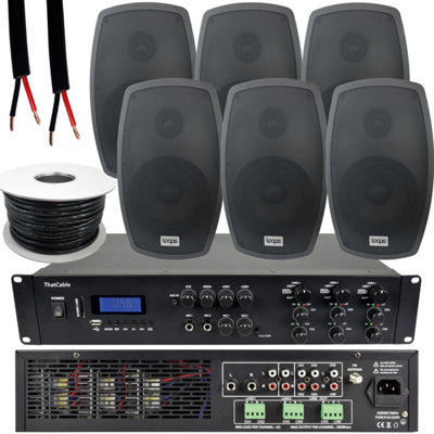 Loops 1200W Loud Outdoor Bluetooth System 6X 140W Speaker Weatherproof Music Player Black