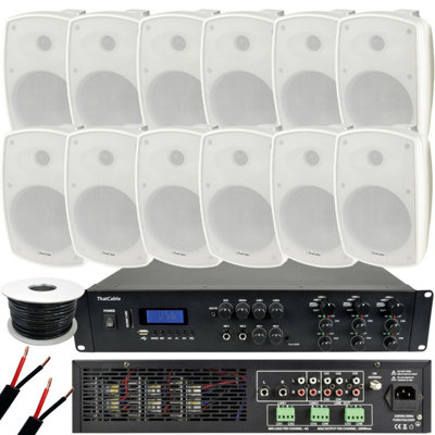 B&Q -  1200W Loud Outdoor Bluetooth System 12X White Speaker Weatherproof Music Player