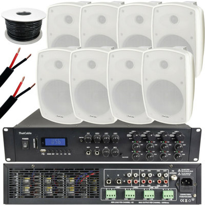 Loops 1600W Loud Outdoor Bluetooth System 8X Speaker Weatherproof Music Player White