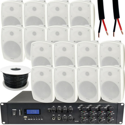 Loops 1600W Loud Outdoor Bluetooth System 16X Speaker Weatherproof Music Player White