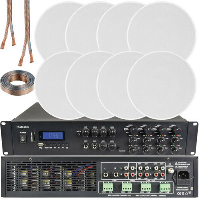B&Q -  1600W Bluetooth Sound System 8X 120W Slim Ceiling Speaker 8 Zone Mixer Amplifier