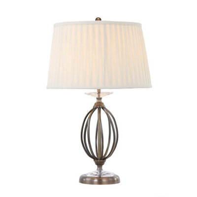 Elegant Ivory Shade Table Lamp With Cut Glass Droplets And Aged Brass Base from B&Q