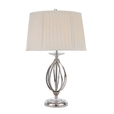 Elegant Ivory Shade Table Lamp With Cut Glass Droplets And Polished Nickel Base from B&Q