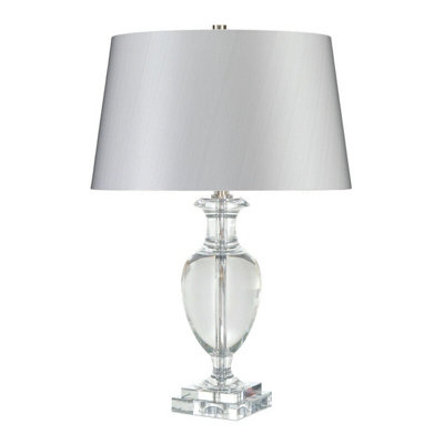 Elegant Crystal Glass Table Lamp With Silver Shade And Polished Nickel Finial from B&Q