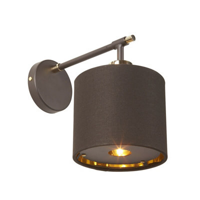  - Retro Style Brown Wall Light With Highly Polished Brass Finish And E27 Led Socket