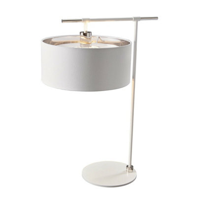 B&Q White/Silver Elegant And Table Lamp With Led E27 Bulb