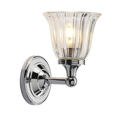 Elegant Ip44 Wall Light In Polished Chrome With Glass Shade And G9 Led Bulb from B&Q