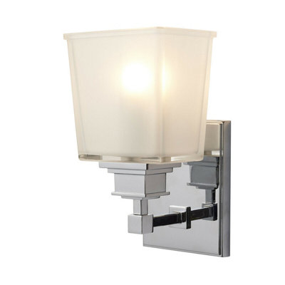 Stylish Ip44 Wall Light With Opal Glass Shade And Polished Chrome Finish from B&Q