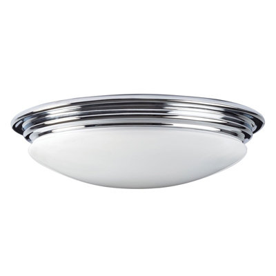Stylish Ip44 1 Bulb Flush Light With Opaque Glass And Polished Chrome Finish from B&Q