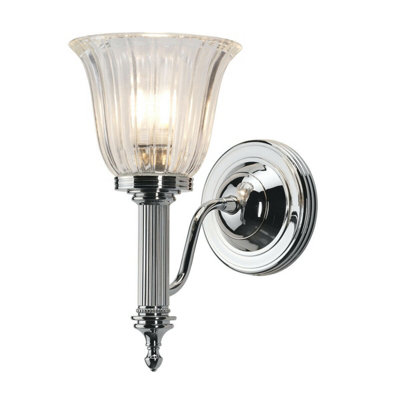 Stylish Ip44 Wall Light With Ribbed Glass And Polished Chrome Finish from B&Q