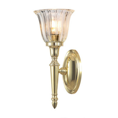 Elegant Ip44 Tulip Glass Wall Light With Led G9 Bulb In Polished Brass from B&Q