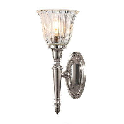 Stylish Ip44 Wall Light With Tulip Glass Shade And Led BulbPolished Nickel Finish from B&Q